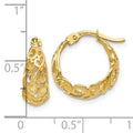 10K Gold Textured Hinged Hoop Earrings by Fine Color Jewels