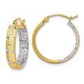 10k Gold Two-tone Diamond-cut Hoop Earrings by Fine Color Jewels