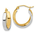 10k Gold Two-tone Double Hoop Earrings by Fine Color Jewels