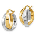 10k Gold Two-tone Double Hoop Earrings by Fine Color Jewels