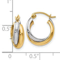 10K Gold Two-Tone Hinged Hoop Earrings by Fine Color Jewels