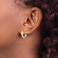 10K Gold Two-Tone Hinged Hoop Earrings by Fine Color Jewels
