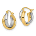 10K Gold Two-Tone Hinged Hoop Earrings by Fine Color Jewels