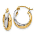 10K Gold Two-Tone Hinged Hoop Earrings by Fine Color Jewels
