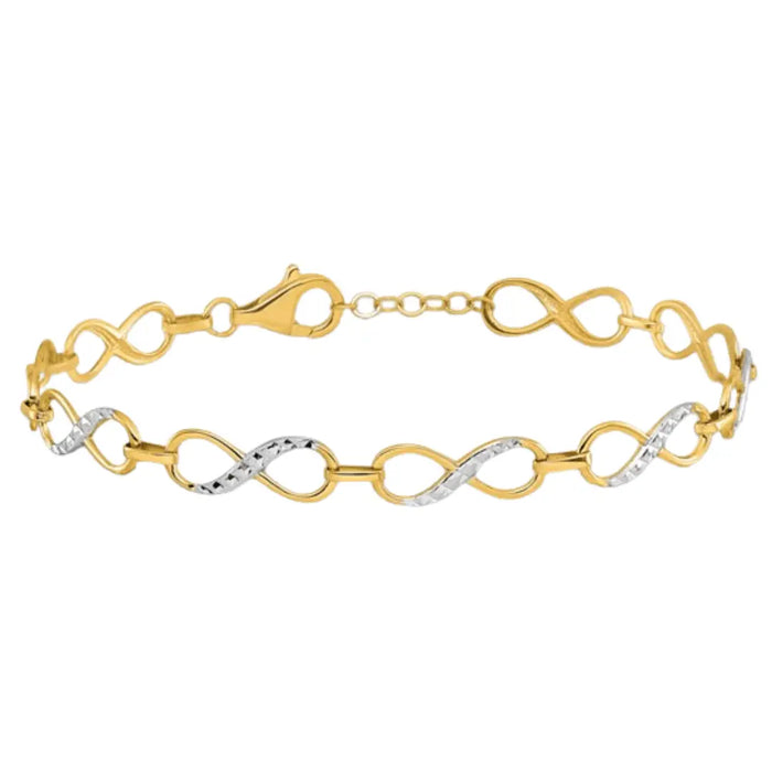 10k Gold Two Tone Infinity Love Knot Bracelet by Fine Color Jewels