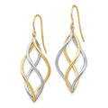 10K Gold Two Tone Twisted Dangle Earrings by Fine Color Jewels