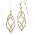 10K Gold Two Tone Twisted Dangle Earrings by Fine Color Jewels