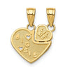 10K Real Gold 2 Sister Charm Break-Apart Pendants