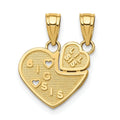 10K Real Gold 2 Sister Charm Break-Apart Pendants by Fine Color Jewels