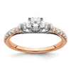 10k Rose Gold Lab Diamond Three Stone Pave Engagement Ring 3/4 carat