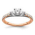 10k Rose Gold Lab Diamond Three Stone Pave Engagement Ring 3/4 carat by Fine Color Jewels