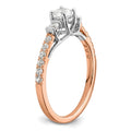 10k Rose Gold Lab Diamond Three Stone Pave Engagement Ring 3/4 carat by Fine Color Jewels