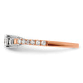 10k Rose Gold Lab Diamond Three Stone Pave Engagement Ring 3/4 carat by Fine Color Jewels