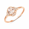 10K Rose Gold Morganite Halo Ring with White Diamonds by Fine Color Jewels