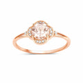 10K Rose Gold Morganite Halo Ring with White Diamonds by Fine Color Jewels