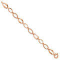 10K Rose Gold Textured & Polished Open Marquise Link Spring Ring Chain Bracelet by Fine Color Jewels