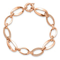 10K Rose Gold Textured & Polished Open Marquise Link Spring Ring Chain Bracelet by Fine Color Jewels