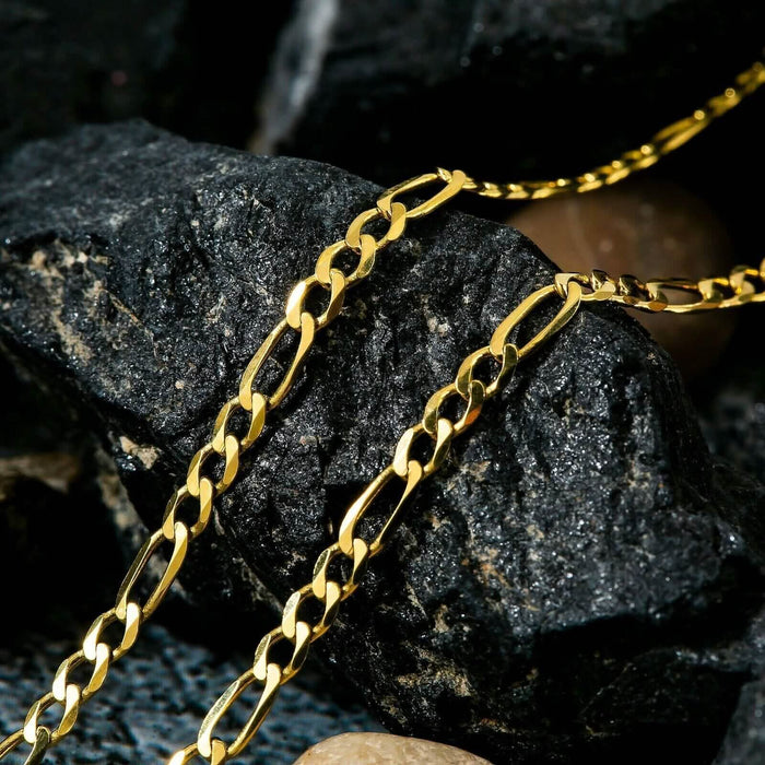 10K Solid Gold 3MM Italian Figaro Chain Link Pendant Necklace by DailySale