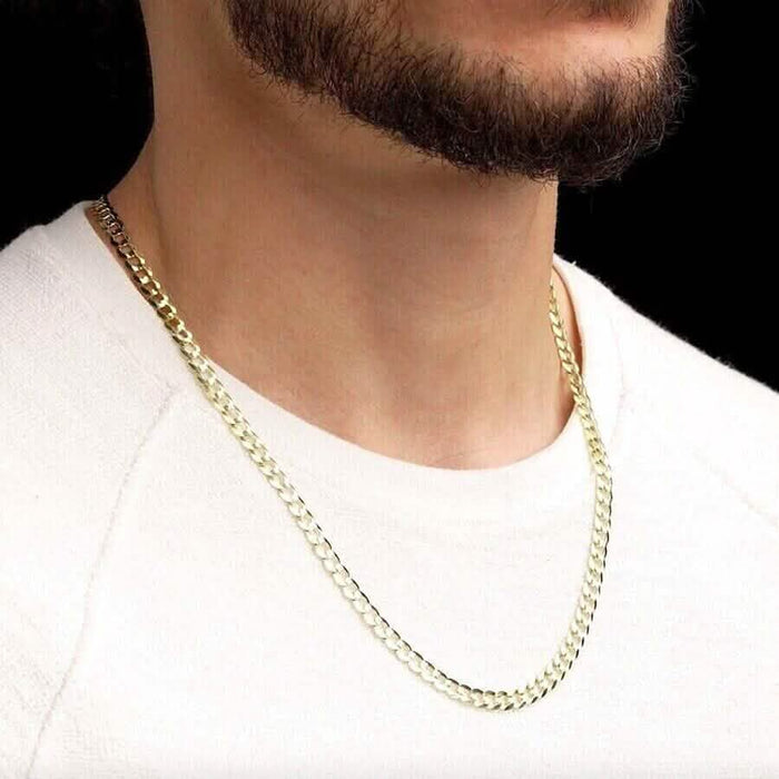 10K Solid Yellow Gold 4mm Cuban Curb Chain Link Necklace Lobster Clasp by DailySale