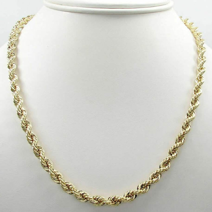 10K Solid Yellow Gold 4mm Rope Chain Thick Necklace by DailySale