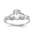 10k White Gold Claddagh Ring by Fine Color Jewels