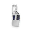 10k White Gold Created Sapphire and Diamond Heart Pendant by Fine Color Jewels