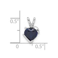 10k White Gold Created Sapphire and Diamond Heart Pendant by Fine Color Jewels