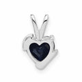 10k White Gold Created Sapphire and Diamond Heart Pendant by Fine Color Jewels