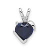 10k White Gold Created Sapphire and Diamond Heart Pendant