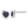 10k White Gold Created Sapphire Heart Post Earrings