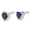10k White Gold Created Sapphire Heart Post Earrings by Fine Color Jewels