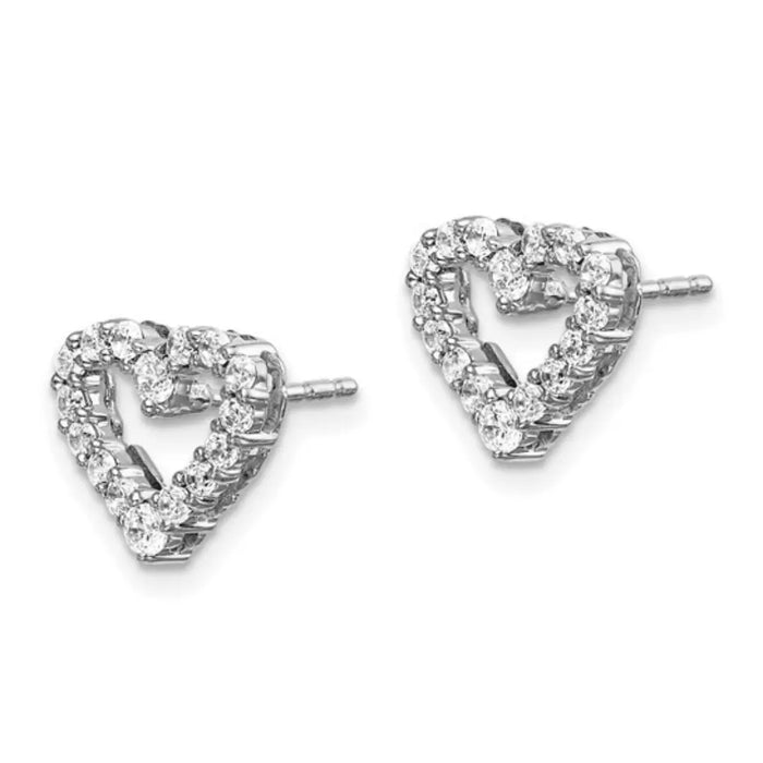 10K White Gold Lab Grown Diamond Heart Stud Earrings by Fine Color Jewels