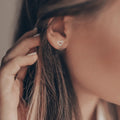 10K White Gold Lab Grown Diamond Heart Stud Earrings by Fine Color Jewels