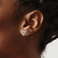 10K White Gold Lab Grown Diamond Heart Stud Earrings by Fine Color Jewels