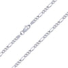 10K White Gold Men Women 2.5mm Solid Figaro Chain Pendant Necklace