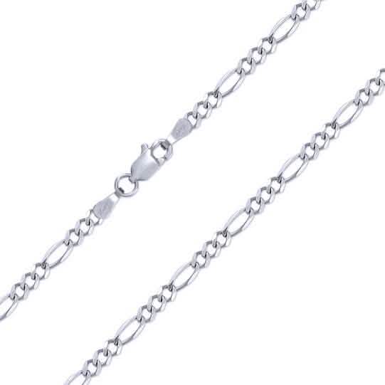 10K White Gold Men Women 2.5mm Solid Figaro Chain Pendant Necklace by DailySale
