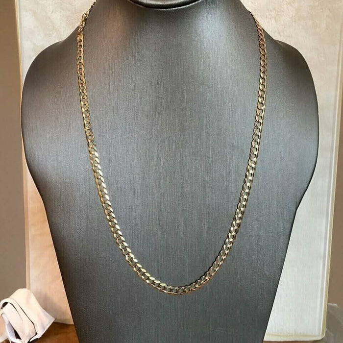 10k Yellow Gold 5MM Curb Chain Cuban Link Necklace 16"-30" Made In Italy by DailySale