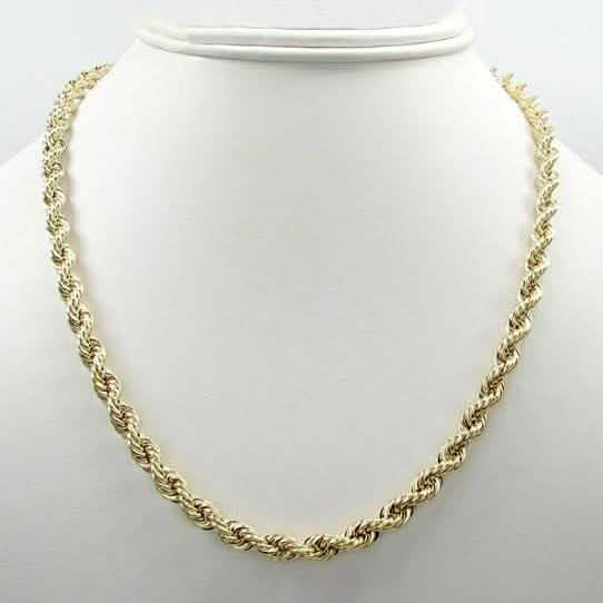 10K Yellow Gold 5mm Unisex Diamond Cut Rope Chain Necklace by DailySale