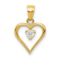 10k Yellow Gold Cubic Zirconia Heart Charm by Fine Color Jewels