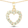 10K Yellow Gold Ethiopian Opal Heart Pendant Necklace