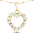 10K Yellow Gold Ethiopian Opal Heart Pendant Necklace by Fine Color Jewels
