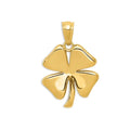10K Yellow Gold Four Leaf Clover Charm Luck Pendant by Fine Color Jewels