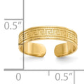 10K Yellow Gold Greek Key Toe Ring by Fine Color Jewels