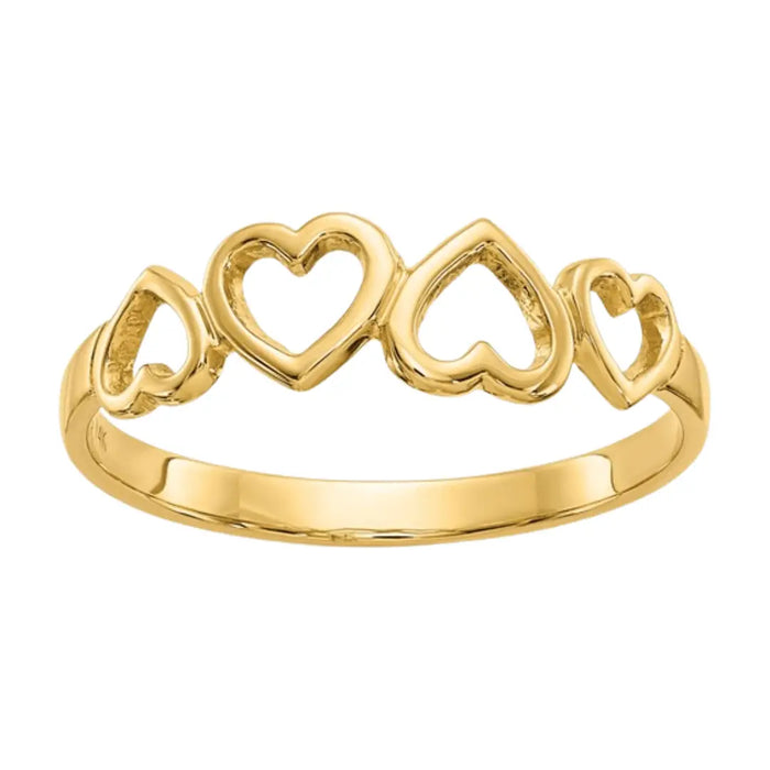 10K Yellow Gold Heart Ring by Fine Color Jewels