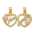 10K yellow gold mom - Daughter Breakable Hearts Pendant by Fine Color Jewels
