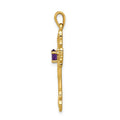 10K Yellow Gold Natural Amethyst Cross Pendant by Fine Color Jewels