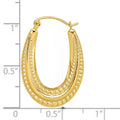 10K Yellow Gold Oval Hollow Hoop Earrings by Fine Color Jewels