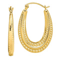 10K Yellow Gold Oval Hollow Hoop Earrings by Fine Color Jewels