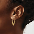 10K Yellow Gold Oval Hollow Hoop Earrings by Fine Color Jewels