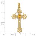 10K Yellow Gold Oval Natural Citrine Cross Pendant by Fine Color Jewels
